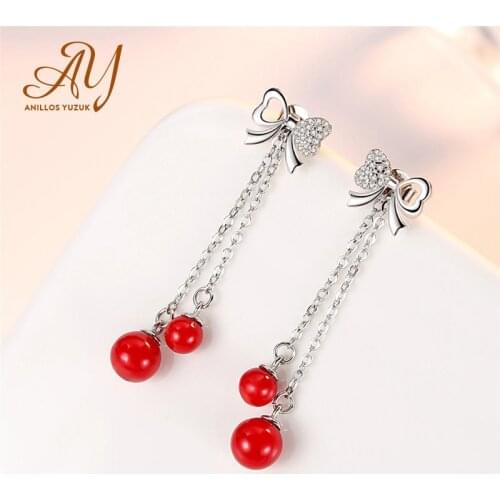 Anillos Yuzuk 925 Sterling Silver Bow Agate Drop Earrings For Women Gemstones Fashion Fine Jewelry Wholesale Free Shipping