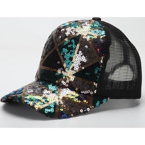 YQYXCY Baseball Cap Women Summer Hats For Women Snapback Sequins Mesh Cap Gorro Sun Hat Fashion Casual Outdoor Adjustable Bling