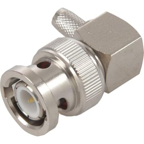 BNC Male Plug Right Angle Crimp for RG58 RG400 RFC195 RF Coax Adapter connector,silver