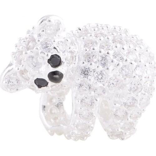Clear CZ Teddy Bear Charms For Jewelry Making Fits Original Charms 925 Silver Bracelets & Bangle Woman DIY Sterling Silver Beads