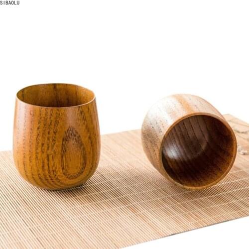 Japanese Style Natural Wooden Cup Reusable Environmental Protection Tea Coffee Milk Wine Cup Heat Insulation Water Cup
