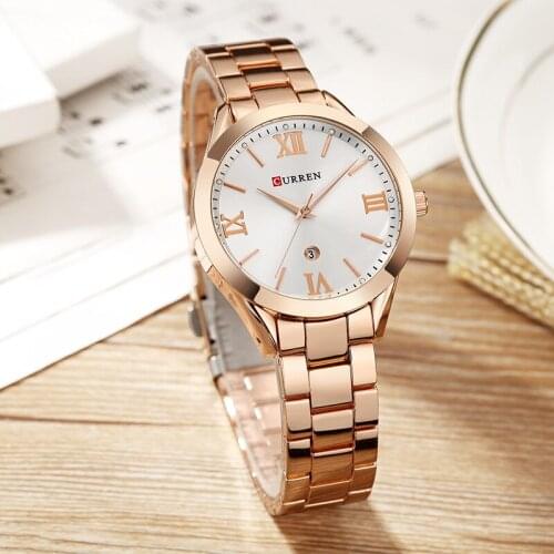 Womens Luxury Gold Steel Quartz Watch Curren Brand Watches Gifts For Women Watches Fashion Ladies Clock Men relogio feminino