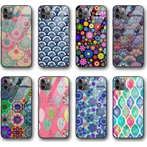 Ciciber Mandala Vogue Funda Case for iphone 12 Case for iphone 12 11 Pro XS Max mini XR X 7 8 6 6s Plus SE 2020 Tempered Glass