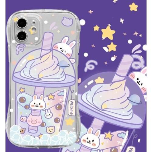 Japanese art Sweet fruit bear kawaii Phone Case For iPhone 12 11 Pro Max XR XS Max X 7 8 Plus 12 Mini 7Plus case Cute Soft cover