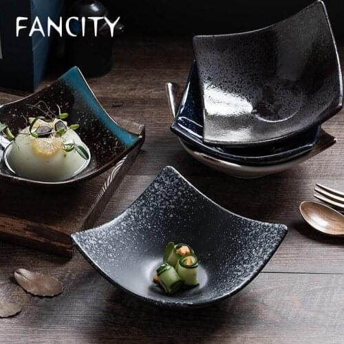 FANCITY Four-way bowls, home bowls, restaurant four-corner plates, ceramic dishes