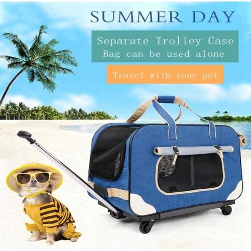 New Fashion Breathable Pet Dog Trolley Case Pets Travel Four-Wheeled Luggage Cat And Dogs Portable Trend Detachable Bag
