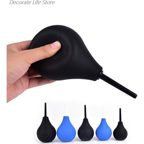 Hot 89/160/220ml Pear Shaped Enema Rectal Shower Cleaning System Silicone Gel Blue Ball For Anal Anus Colon Enema Anal Cleaning