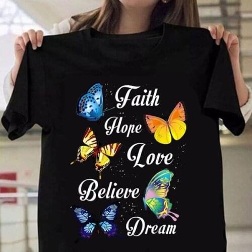 Hot Women Butterfly Sunflower Pattern Printed Harajuku Shirt Graphic Tees Women Women Black Top Clothing Women Streetwear Top