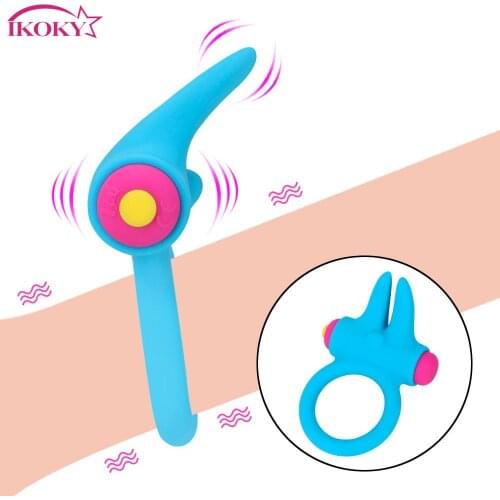 IKOKY Penis Ring Vibrating Sex Toys for Men Clitoris Stimulate Male Chastity Device Vibrators Cock Ring Delay Ejaculation