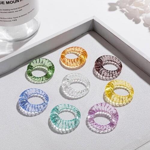 Transparent Multicolor Croissant Acrylic Resin Circle Rings For Women Girls Boho Cute Chunky Thick Finger Ring Party Jewelry