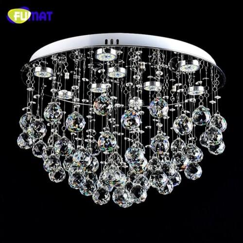 FUMAT K9 crystal Ceiling Lamp LED Dimming LED Lustre Crystal light For Living Room Brief Modern Chrome finished Crystal Lamps
