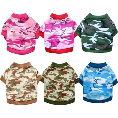 Summer Dog Puppy Soft Camo Camouflage T-shirt Puppy Pet Summer Cotton Clothing Apparel Costumes Coat Red Green Dog Clothes