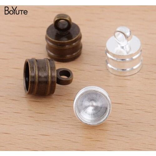 BoYuTe (100 Pieces/Lot) Inner 6MM Diameter Metal Brass Cord Tassel End Clasps Connector Diy Handmade Jewelry Accessories