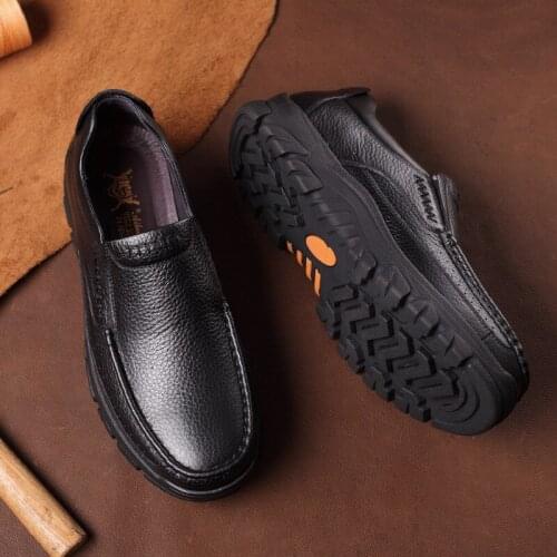 Mens Shoes 2021 Men Leather Loafers Fashion Handmade Design Father Shoes Moccasins Flats Retro Style Slipe On Flat Shoes