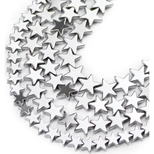 Natural Stone Silvers Pentagram Hematite Beads White Golds Stars Spacers Loose Beads For Jewelry Making DIY Bracelet 4/6/8/10mm