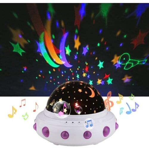 UFO Shape Music Starry Star Minions Projection Night Light Romantic Rotate LED USB Battery Table Lamp for Baby Kids Sleeping