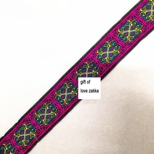 NEW 33mmx8YD Red gold embroidery embroidery totem webbing lace Polyester Woven Jacquard Ribbon DIY Clothing Accessorie tape