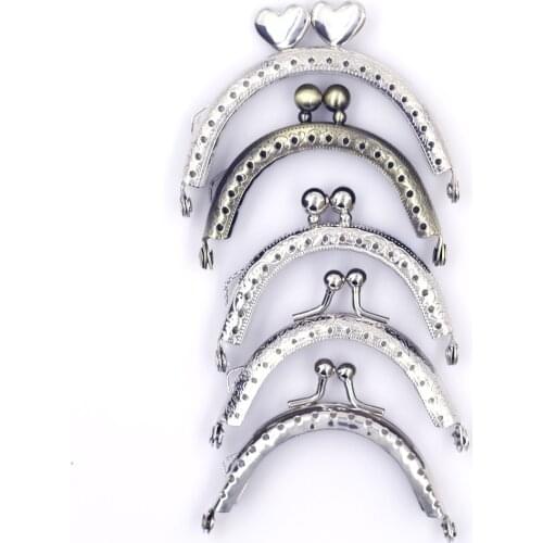 Embossed Semicircle 6.5-7.5cm Purse Metal Frame Clutch Kiss Clasp Buckle Handle DIY Handbag Luggage Crafts Sewing Accessories