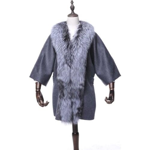 Luxury Lady Real Fox Fur Collar Coat Jacket Winter Women Fur Warm Outerwear Coats LF5075