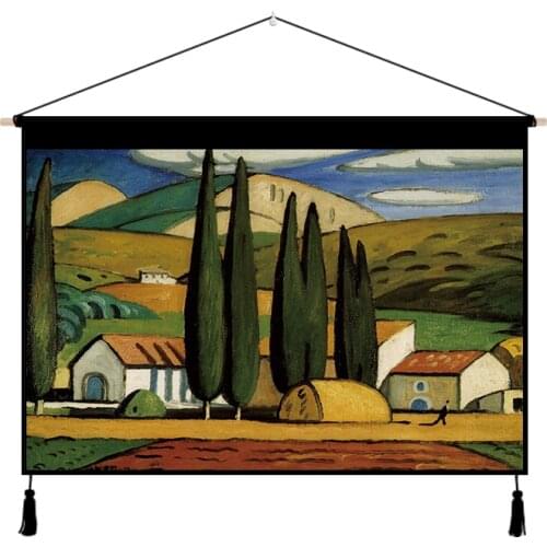 Countryside Art Hanging Wall Mural Saloon Bar Tapestry Scroll Painting Bar Mural Bedroom Poster