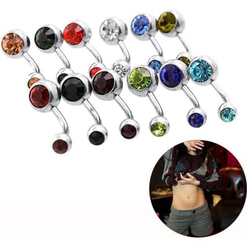 Navel Earring Piercing Navel Steel Single Crystal Rhinestone Belly Button Rings Navel Piercing 5/8mm Perforated jewelry