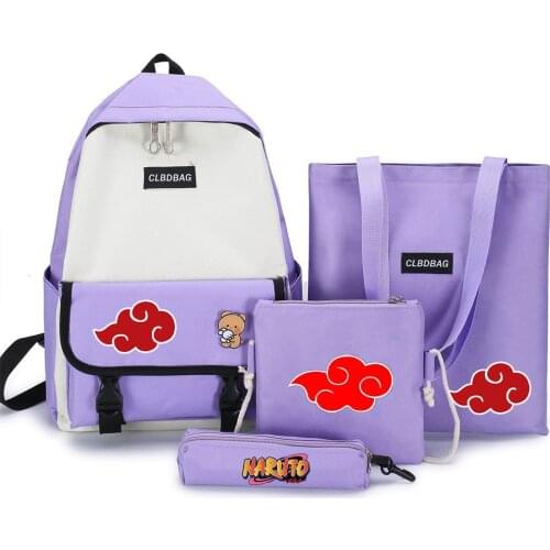 NARUTO School Bag Four-piece Set Pencil Case School Bag Tote Bag Shoulder Bag Unisex Universal Christmas Children Day Gift