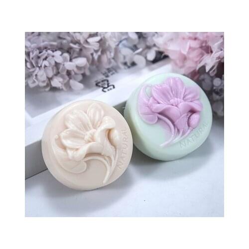 PRZY Silicone Soap Flower Mold Round Lily Handmade Soap DIY Aroma Mould Soap Making Moulds Resin Clay Molds Rubber Eco-friendly