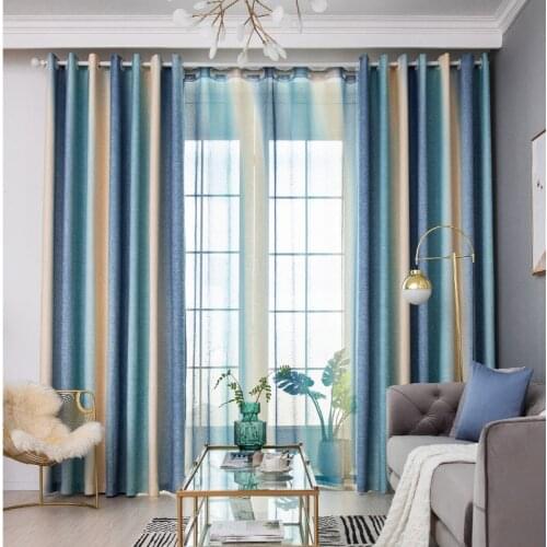 4 Colors Stripes Modern Curtains for Living Room Bedroom Kitchen Treatment Curtains Tulle Custom Mediterranean Style Home Decor