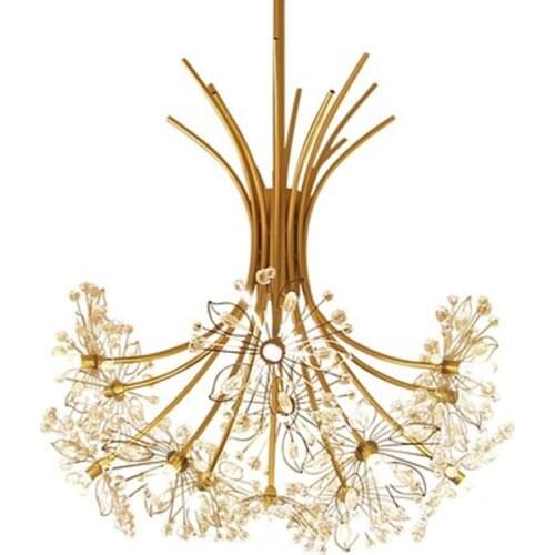 Modern Art Deco LED Crystal Hardware Chandelier Dandelion Golden Hanging Lamps Decorative Light Fixture Lighting Led Home Lights