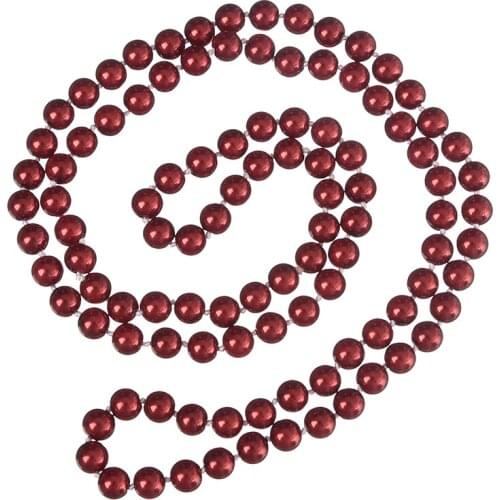 Glittering 8mm Dark Red Color Long Pearls Cahrm Necklace Making Statement Women Gifts Imitation Pearls Necklace 36inch H865