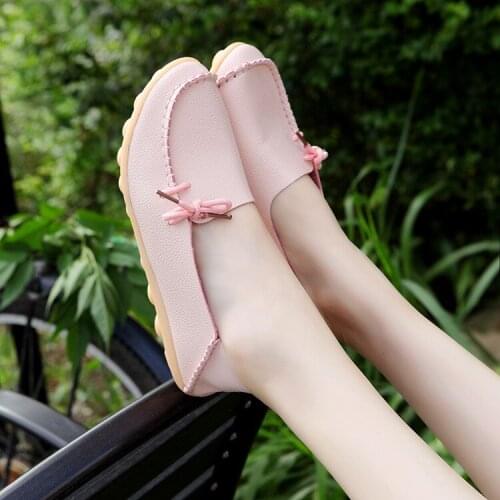 Spring and Autumn New Fashion Big Size Peas Shoes Comfortable Soft Simple Ladies Slippery Breathable Two Wear Casual Flat Shoes