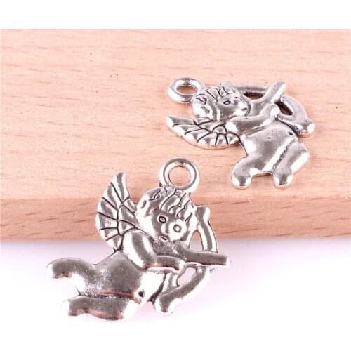 20pcs Charm Vintage Silver Metal Alloy Cupid Shape Bring Lucky Charm Bracelet Necklace Earring Jewelry Accessories Pendant 23291