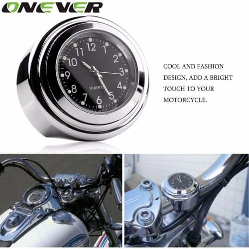 Waterproof 7/8" 1" Chrome Motorcycle Handlebar Mount Quartz Clock Watch