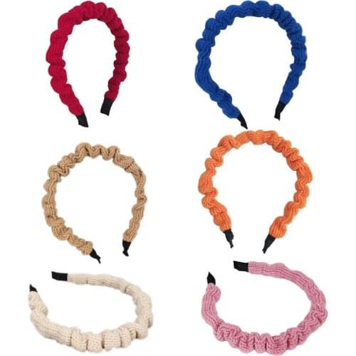 New style Knitted Hairbands Solid Color Pleated Headband Non Slip Head Wrap Narrow Side Headband Fashion Hair Accessories