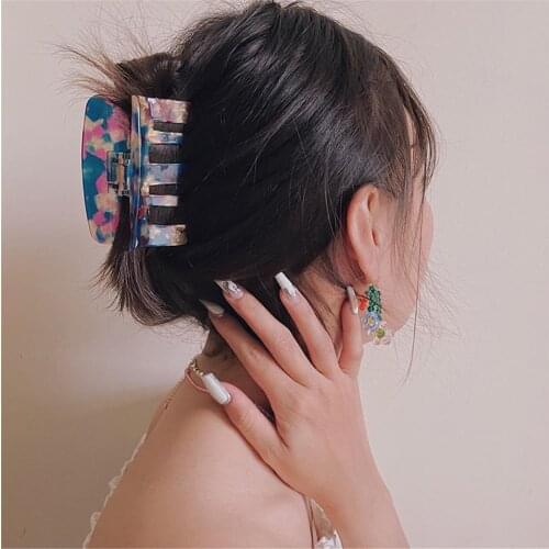 Korean Geometric Acetate Leopard Hairpins Women Large Square Hair Clips Hair Claws Banana Clip Vintage Resin Hair Accessories