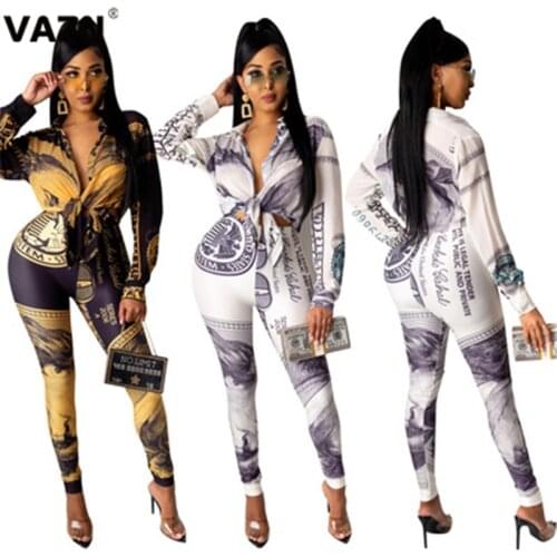 VAZN 2020 Tie Dye Print Colorful Sexy Fall Winter Rave Festival Clothing High Street Set Holiday Women Young Energetic Set