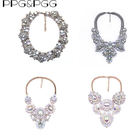 Vintage Large Collar Big Choker Necklace Women AB Crystal Rhinestone Flower Pendant Necklace Femme Indian Statement Necklace