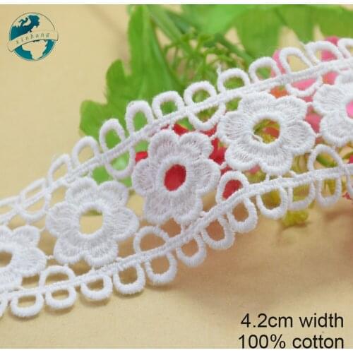 1.5cm white cotton embroid sewing ribbon guipure lace trim or fabric warp knitting DIY Garment Accessories free shipping#3680