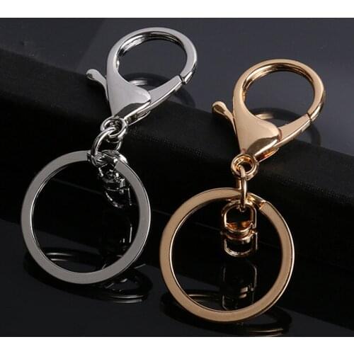 1Pc DIY Accessories Findings car Keyring Metal Split Key Chains Gold Round Key Rings With Lobster Clasp