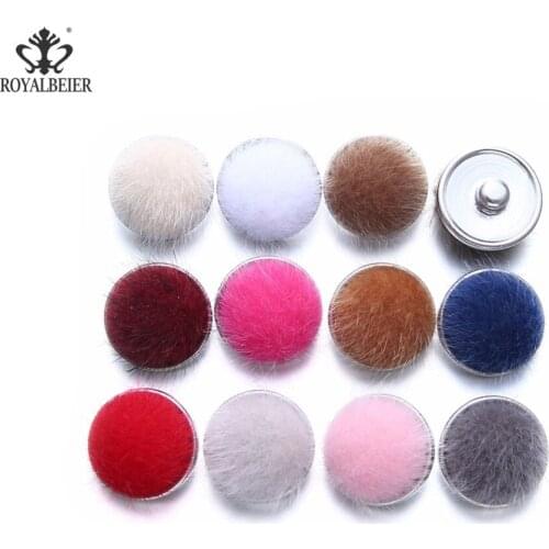 12pcs/lot Imitated Mink Fur Rabbit Hair Making Pendant Snap Button DIY Material Earrings Necklace Manual Hand Made Accessories