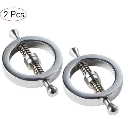 2Pcs Stainless Steel Round Non Piercing Nipple Ring Shield Body Piercing Jewelry Nipple Clamps Adult Game for Women Men