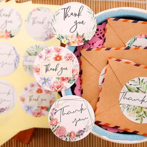 30pcs Floral Thank You Paper Stickers DIY Scrapbooking Diary Stationery Sticker Wedding Party Gift Packaging Sealing Labels