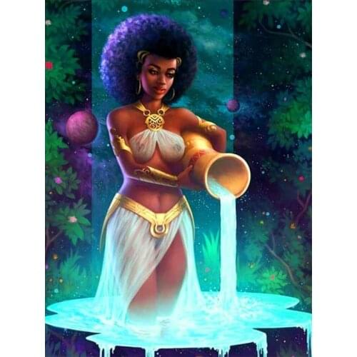 5D DIY Diamond Painting African Woman Aquarius Full Drill Embroidery Cross Stitch Mosaic Craft Kits Home Decor Christmas Gift