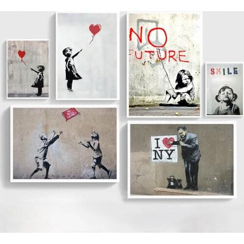 Abstract Girl Wall Art Canvas Painting Bansky art Posters And Prints Black White Wall Pictures For Living Room Decor