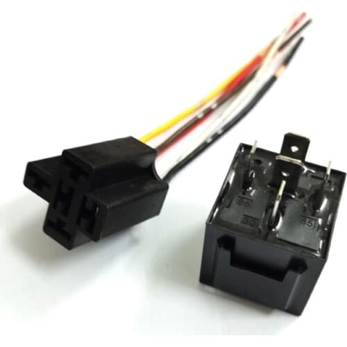DC 12V 80A Car SPDT 4Pins 5Pins Sealed Relay 12 Volt Nylon Relay Wiring Harness Socket Plug Adapters
