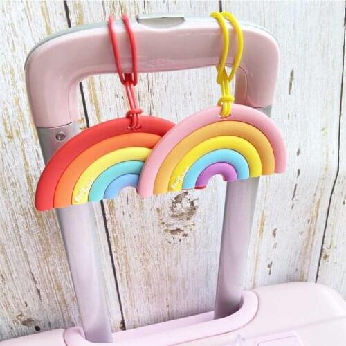 Newest Travel Accessories Cute Rainbow Luggage Tag Silica Gel Suitcase ID Address Holder Baggage Boarding Tag Portable Label
