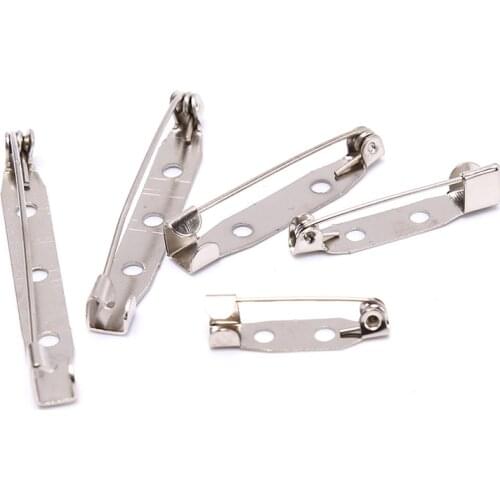 10pcs Brooch Base Metal Pins 15/20/25/30/35mm Pins Back Silver Color Locking Clasp Pin Holder Jewelry Accessories