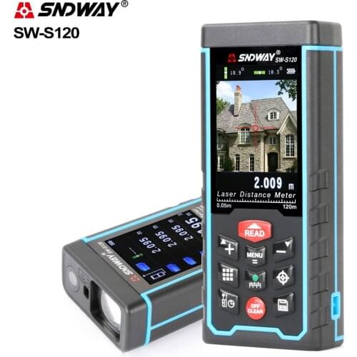SNDWAY Digital Laser Rangefinder Color LCD laser Distance Meter 120M 80M Range Finder Digital Angle Ruler Measuring Tape