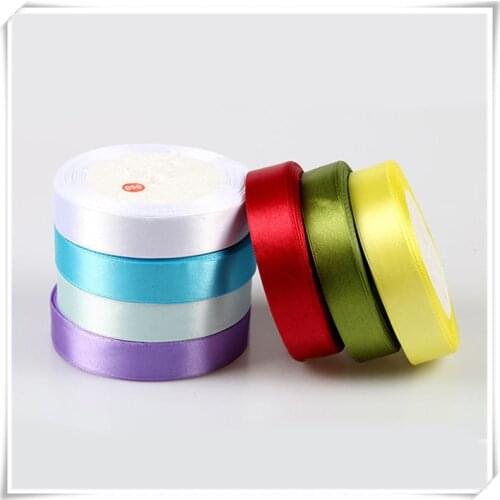Length 25yard Widht 2.5cm Solid Color Satin Ribbons Wedding Decorative Gift Box Wrapping Belt DIY ribbons for needlework Crafts