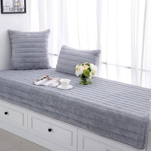 Long Plush Carpet for Bedroom Bay Window Solid Winter Warm Non-Slip Area Rugs Seat Mats Floor Living Room Warm Hairy Carpet Mat